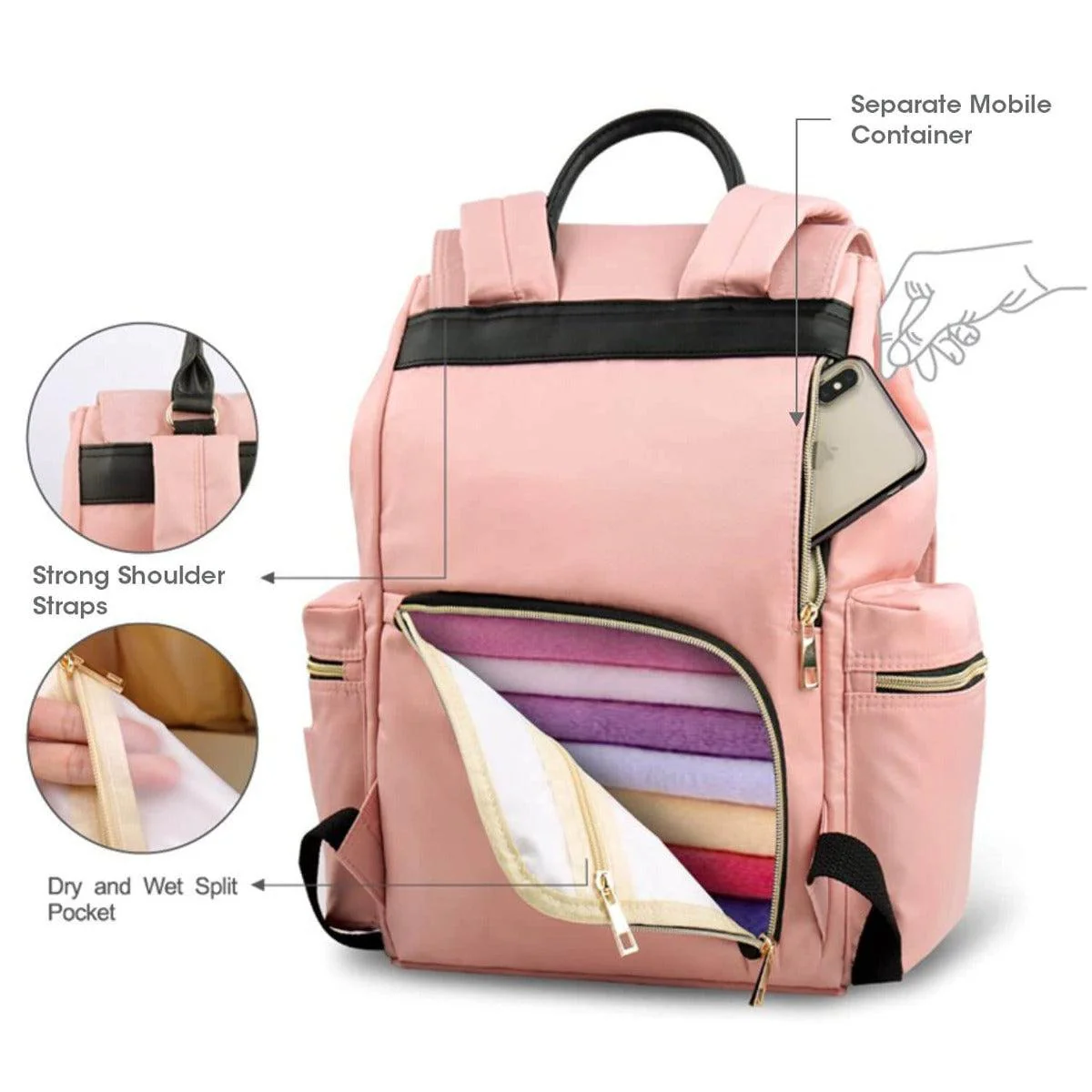 Caramello Bliss Diaper Bag With Personalized Name Tag - Image 8