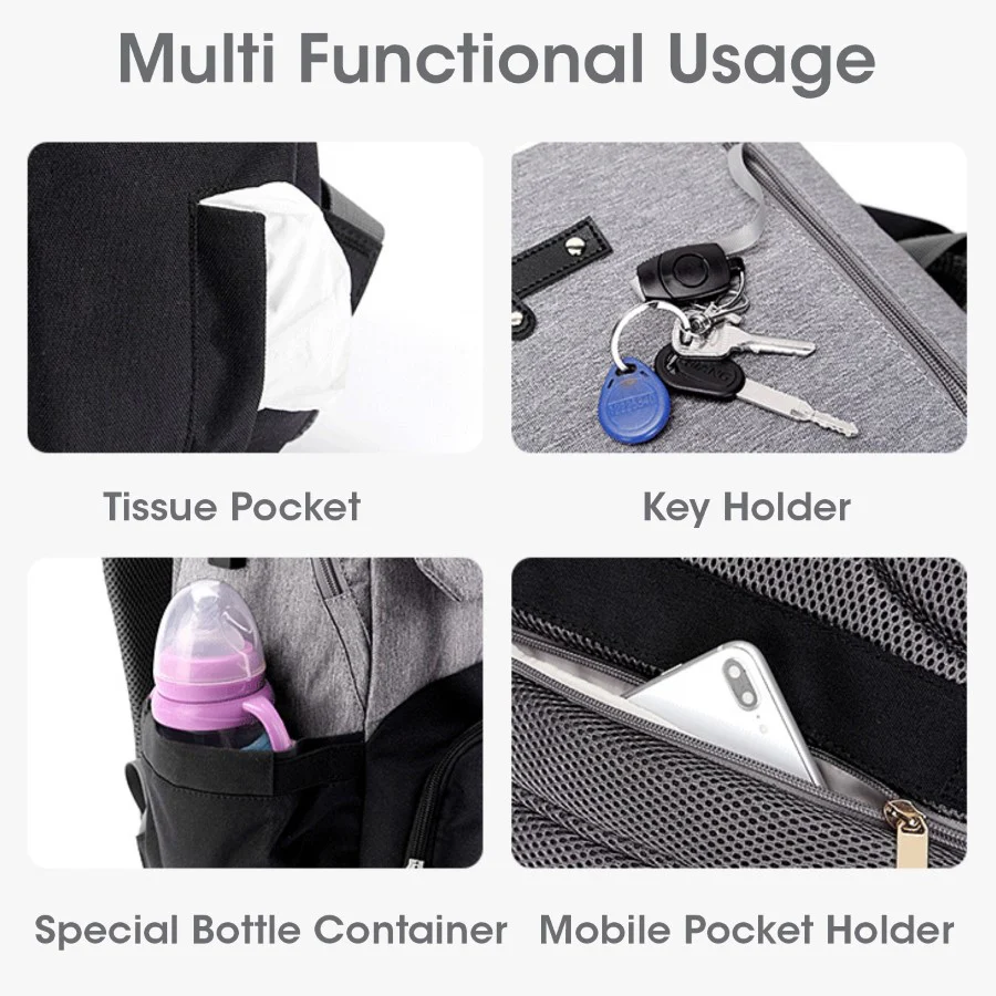 Caramello Smart Premium Diaper Bag for Moms & Dads with USB & Trolley Strap - Image 4