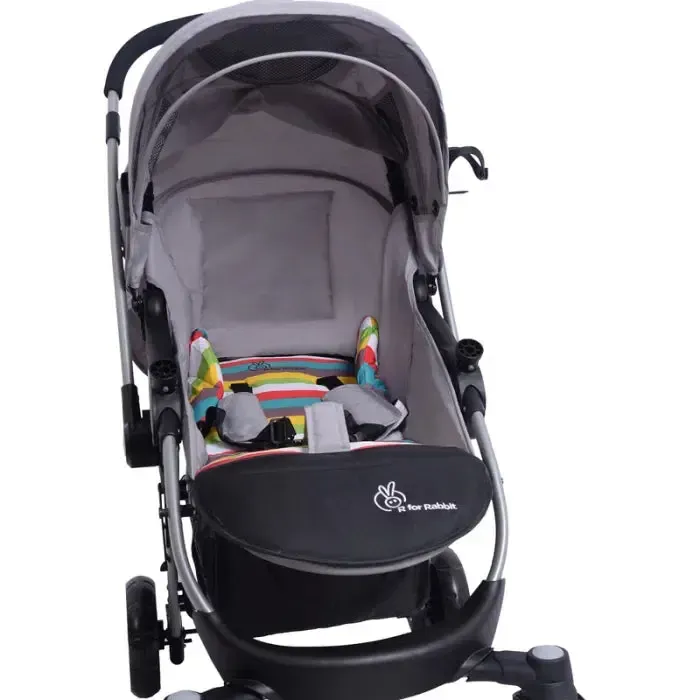 Chocolate Ride Travel System Kids Stroller Easy To Fold, Reversible Handle, Easy Attachment Of Infant Car Seat - Rainbow - Image 7