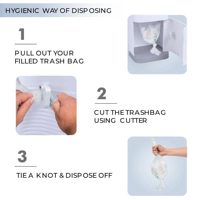 Hygo Bin- Portable Diaper Bin with Built-in Odor Controlling Carbon Filter, Leak-Proof Trash Bag, Easy To Use - Image 3