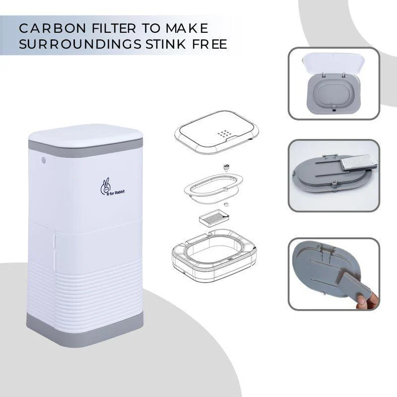 Hygo Bin- Portable Diaper Bin with Built-in Odor Controlling Carbon Filter, Leak-Proof Trash Bag, Easy To Use - Image 6