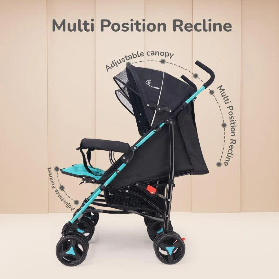 Ginny and Johnny Baby Stroller With Personalized Name Plate - Blue Black - Image 4