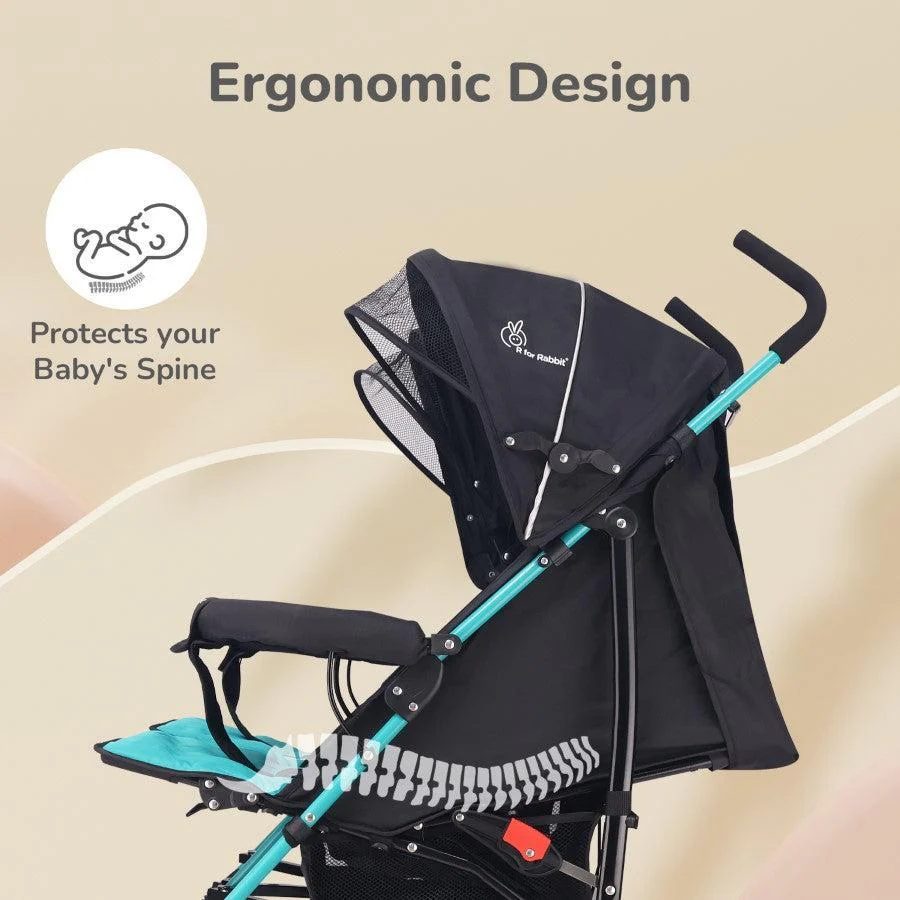 Ginny and Johnny Baby Stroller With Personalized Name Plate - Blue Black - Image 5
