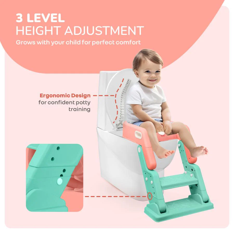 Hilltop Booster 2-In-1 Baby Potty Seat & Step Stool - Peach Green - Image 5