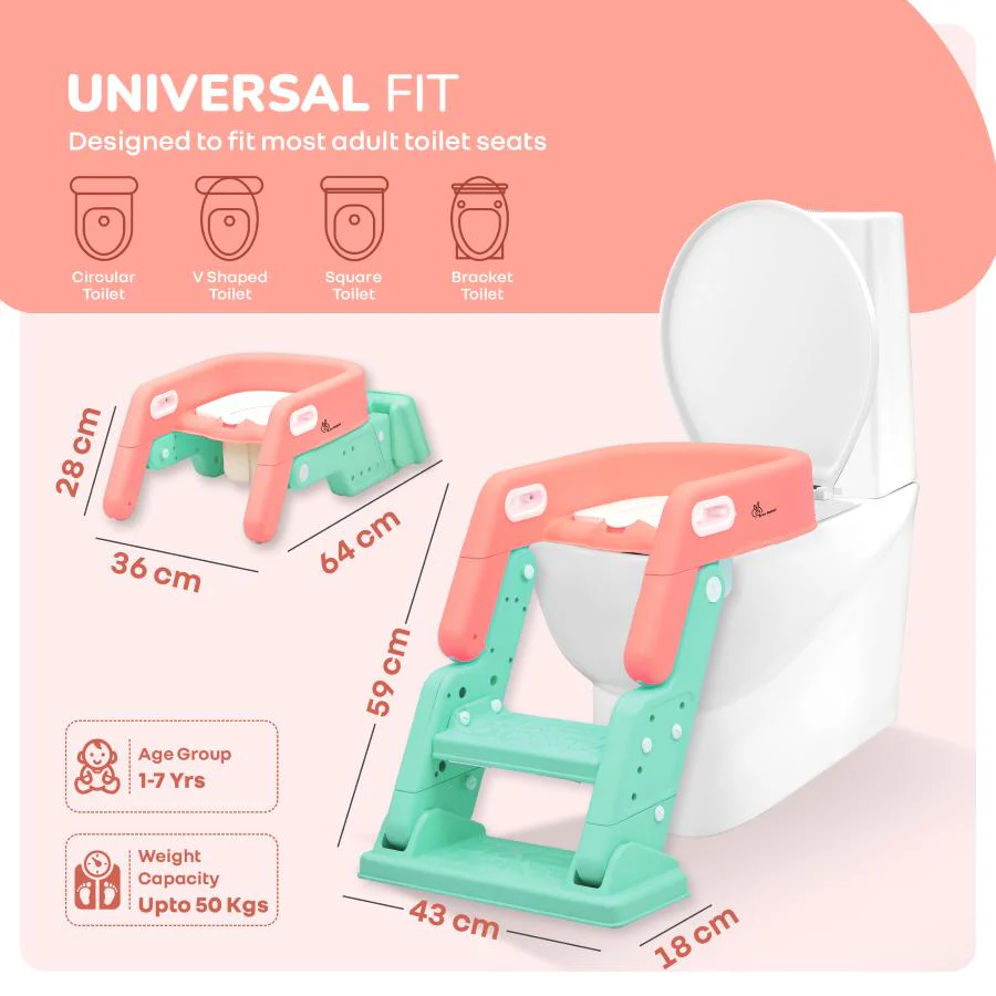 Hilltop Booster 2-In-1 Baby Potty Seat & Step Stool - Peach Green - Image 8