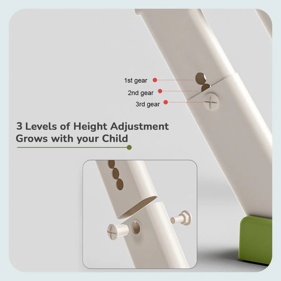 Hilltop Trainer 2-In-1 Step Stool And Potty Seat For Kids With Adjustable Height - Green White - Image 3