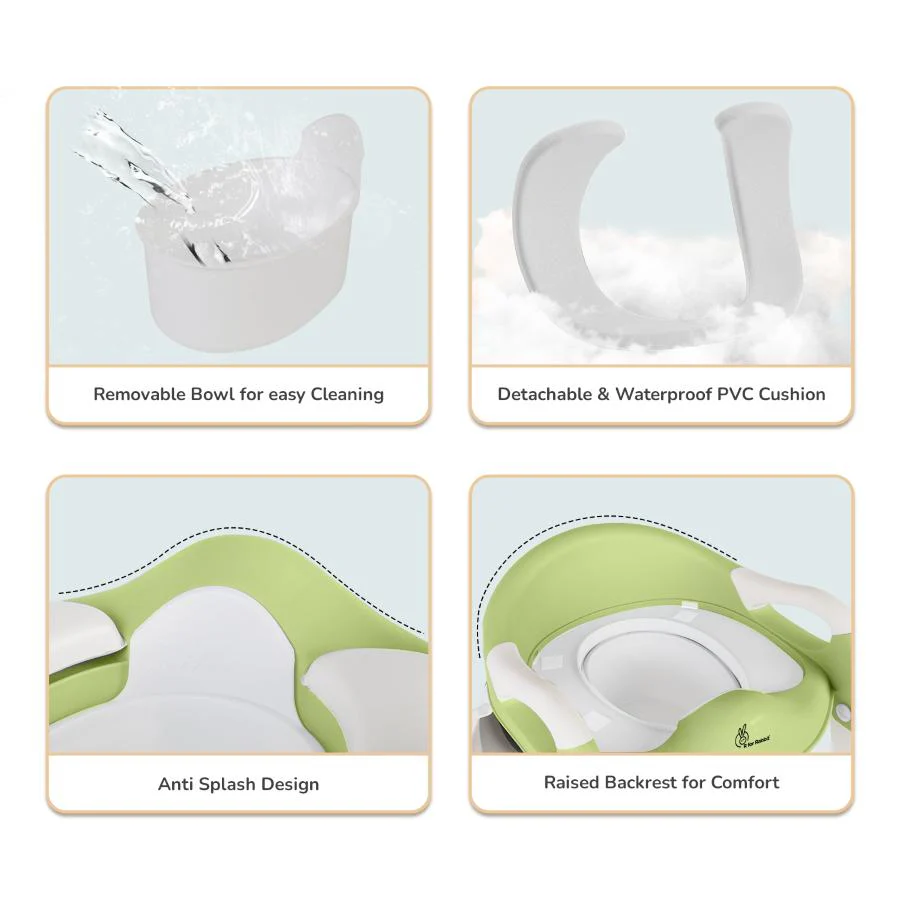 Hilltop Trainer 2-In-1 Step Stool And Potty Seat For Kids With Adjustable Height - Green White - Image 8