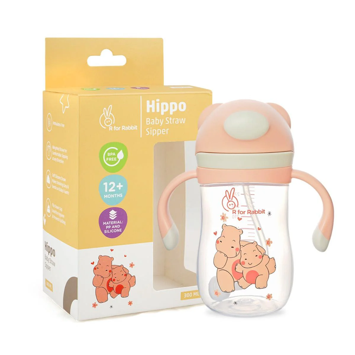 Hippo Straw Sipper Bottle For Babies 300ml - Image 10