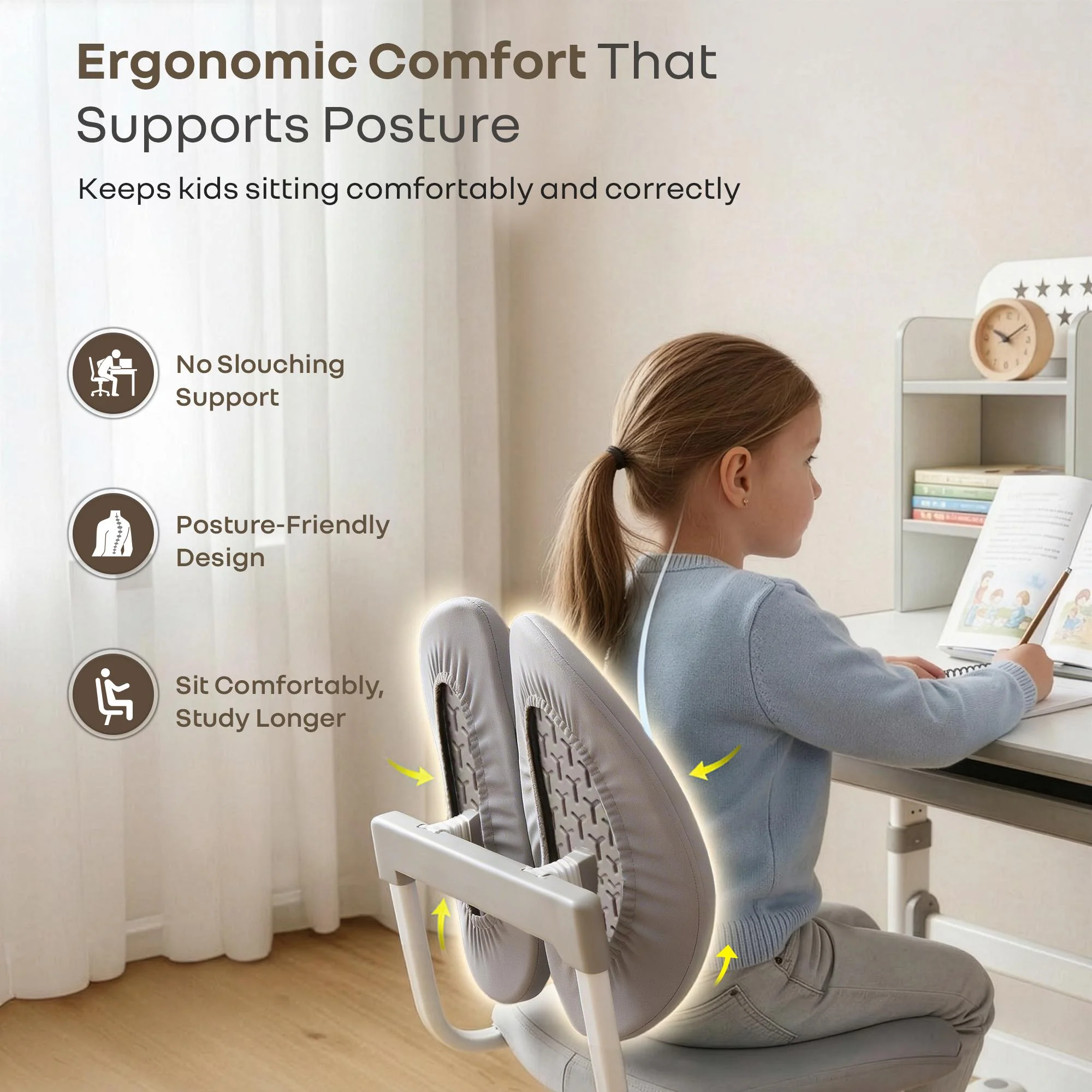 Kiddie Grow Flex Adjustable Kids Study Table with Chair – Ergonomic Desk with Storage Shelves, Drawer, Spacious Tabletop & Height Adjustment for Growing Kids (3–15 Years) - Image 5