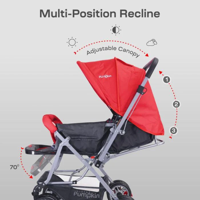 Kiddie Kingdom Baby Stroller With Personalized Name Plate - Red Black - Image 3