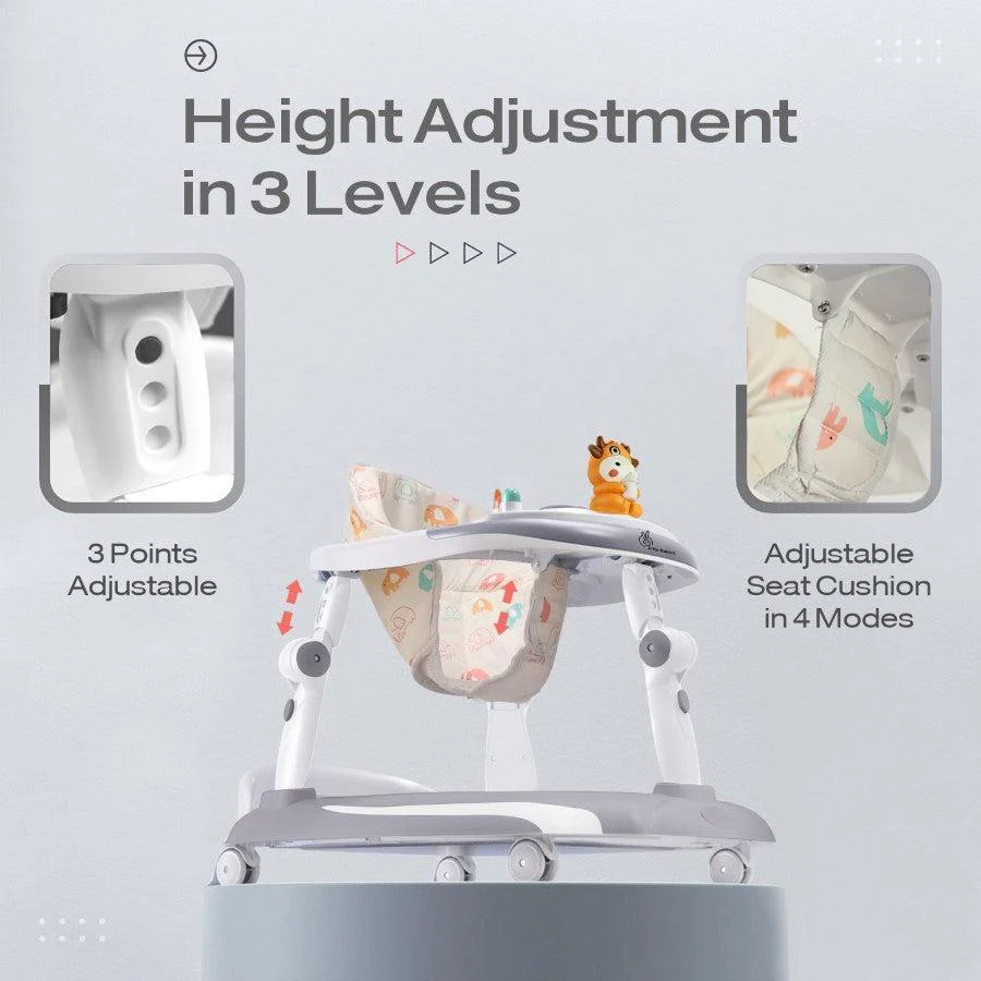 Little Feet Plus Walker - Detachable Toy Bar With Music & Light - Grey White - Image 3