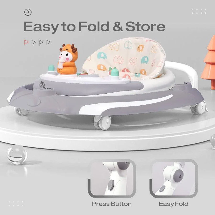 Little Feet Plus Walker - Detachable Toy Bar With Music & Light - Grey White - Image 5