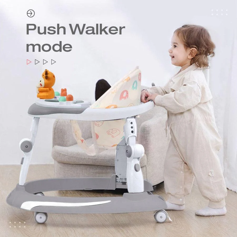 Little Feet Plus Walker - Detachable Toy Bar With Music & Light - Grey White - Image 6