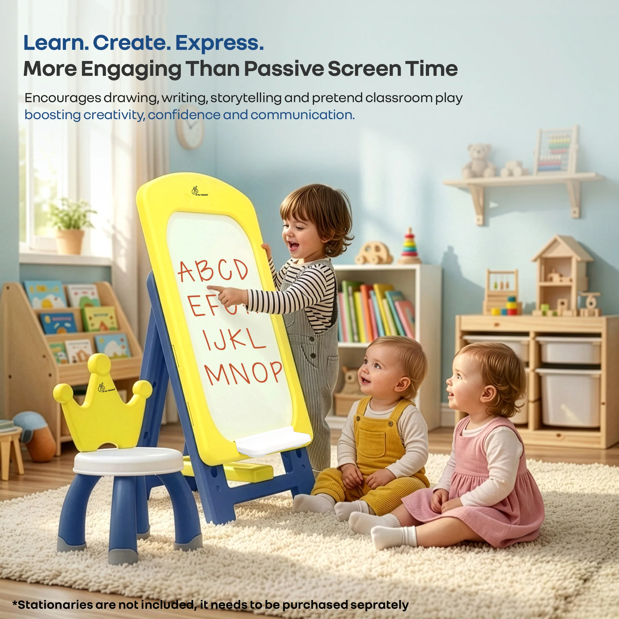 Little Genius Doodle Duo Whiteboard & Chair Set for 3–7 Years, 7-Level Height Adjustable, Foldable Study Table, Upto 40 kg - Image 22