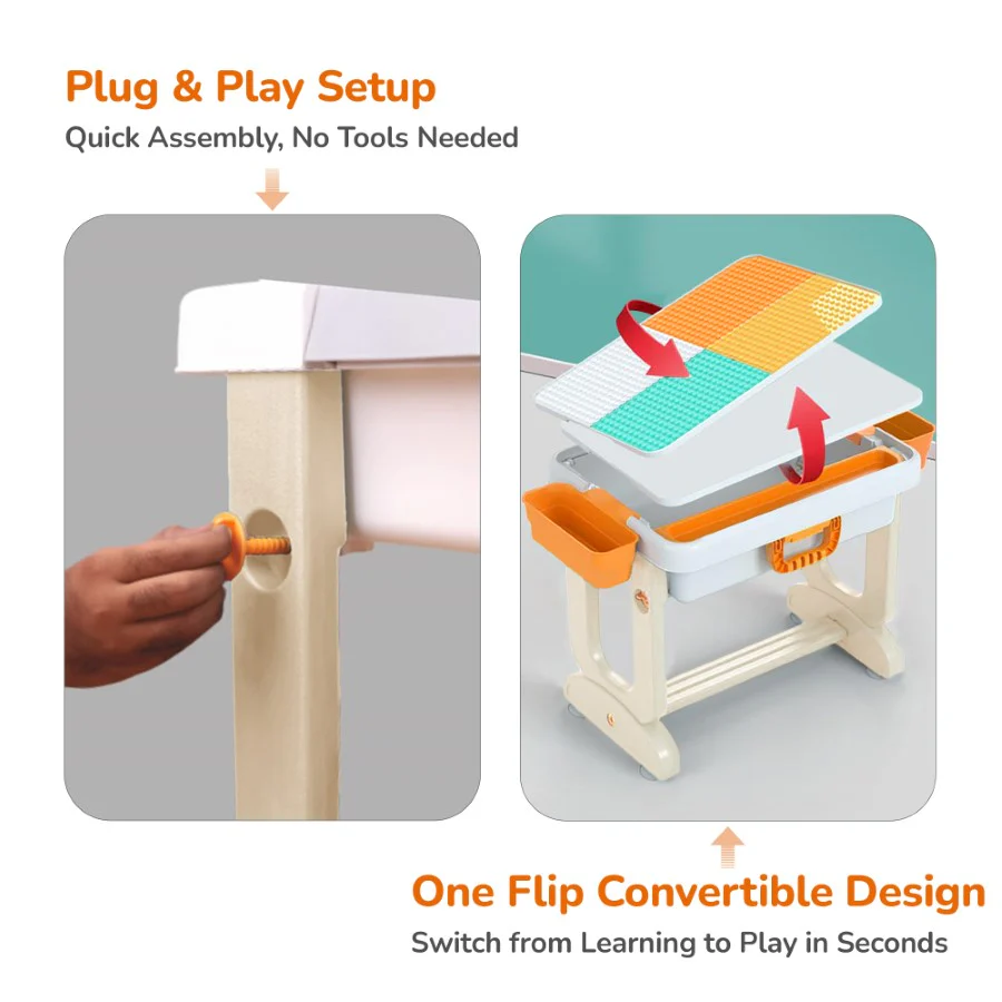 Little Genius Learner Study Table Set for Kids 4-in-1 Multifunctional Study Table With Portable, Safe & Smart Design - Image 13