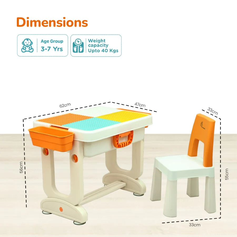 Little Genius Learner Study Table Set for Kids 4-in-1 Multifunctional Study Table With Portable, Safe & Smart Design - Image 15