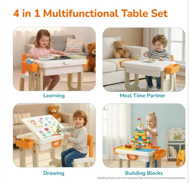 Little Genius Learner Study Table Set for Kids 4-in-1 Multifunctional Study Table With Portable, Safe & Smart Design - Image 3