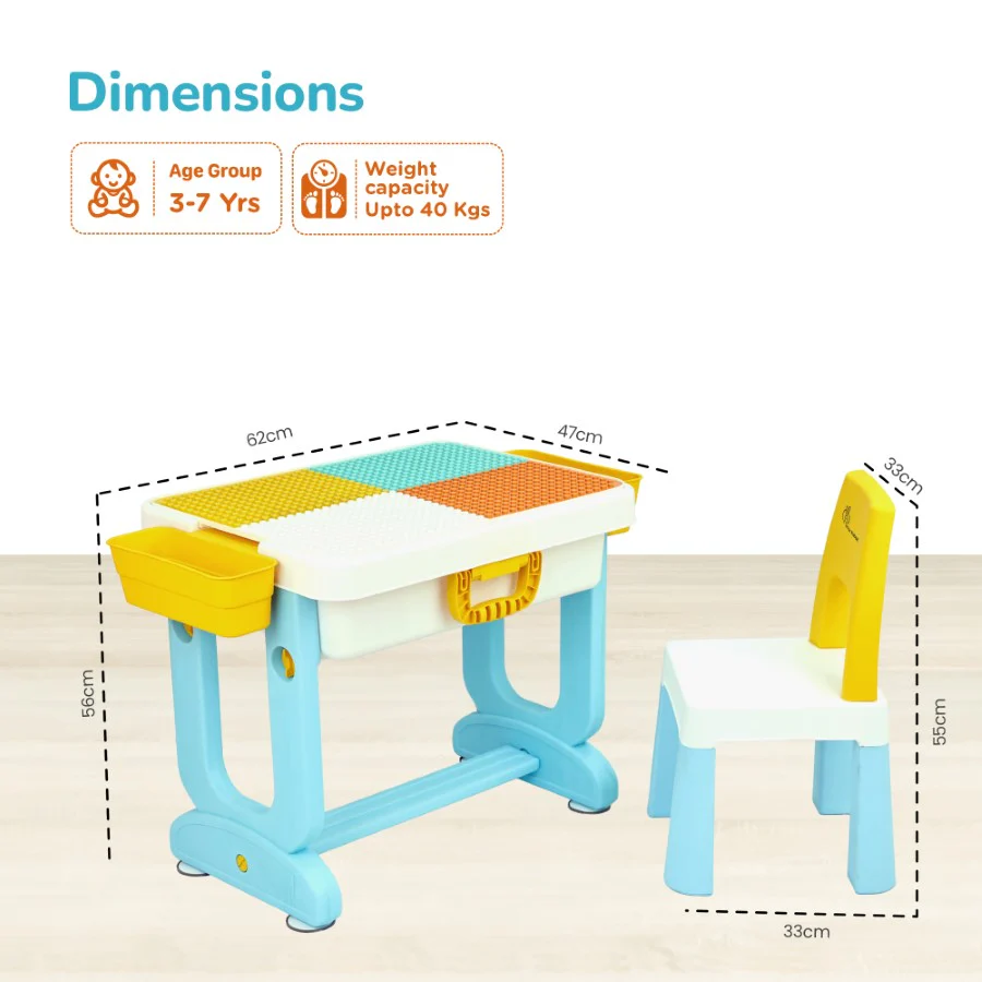 Little Genius Learner Study Table Set for Kids 4-in-1 Multifunctional Study Table With Portable, Safe & Smart Design - Image 7