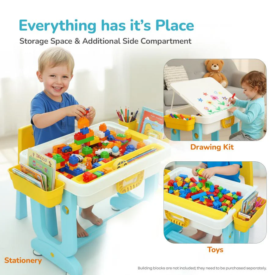 Little Genius Learner Study Table Set for Kids 4-in-1 Multifunctional Study Table With Portable, Safe & Smart Design - Image 8