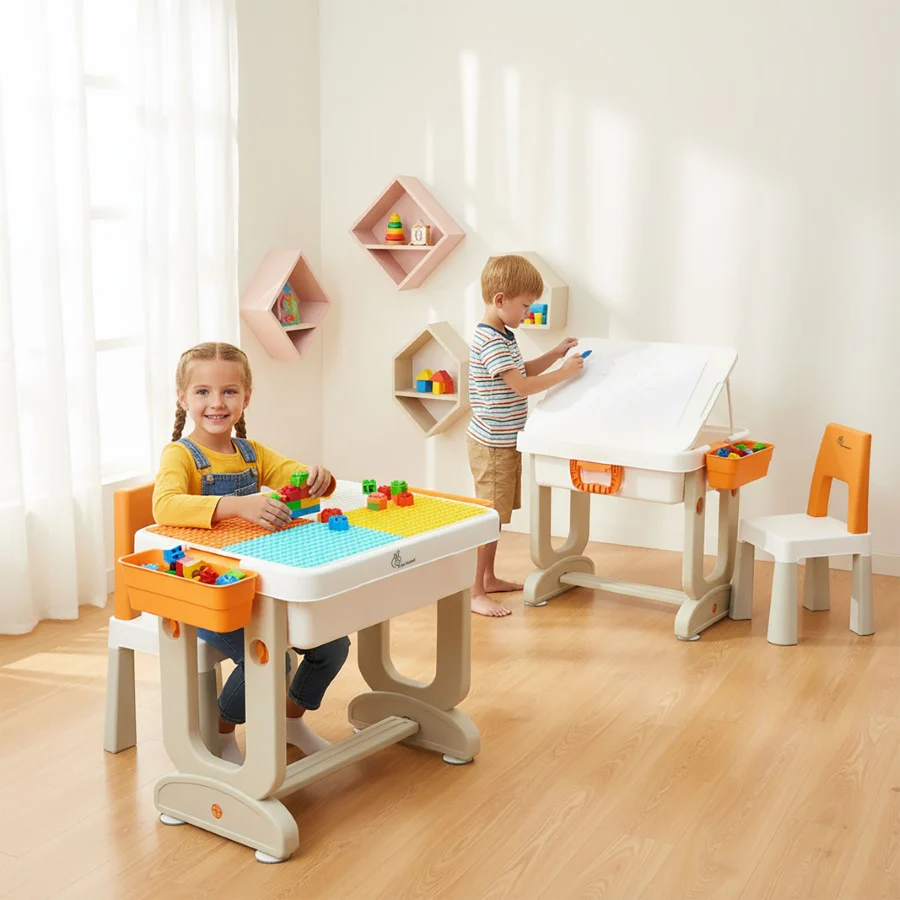 Little Genius Learner Study Table Set for Kids 4-in-1 Multifunctional Study Table With Portable, Safe & Smart Design - Image 9