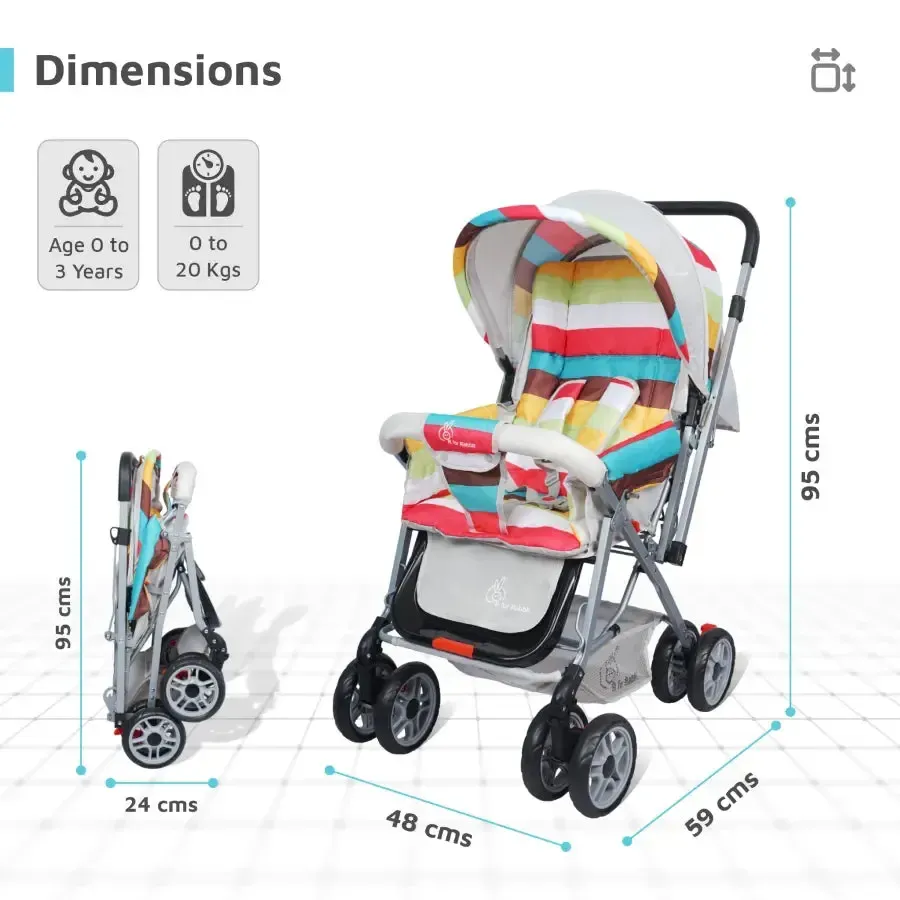Lollipop Lite Stroller Travel Friendly, Easy To Fold, Reversible Handle, Wheel Lock, Adjustable Leg Rest - Rainbow - Image 6