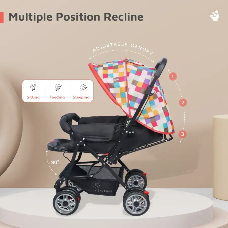 Lollipop Lite Stroller Travel Friendly, Easy To Fold, Reversible Handle, Wheel Lock, Adjustable Leg Rest - Black Multi - Image 3