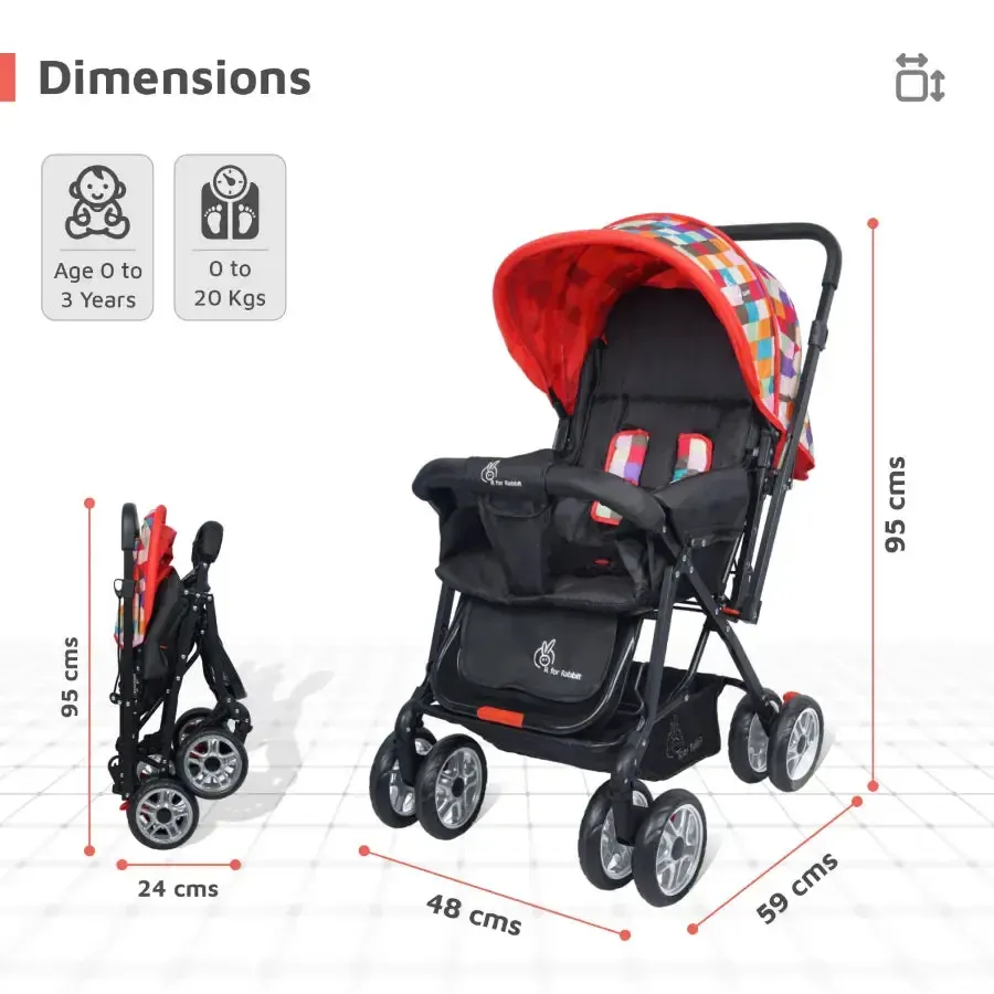 Lollipop Lite Stroller Travel Friendly, Easy To Fold, Reversible Handle, Wheel Lock, Adjustable Leg Rest - Black Multi - Image 6