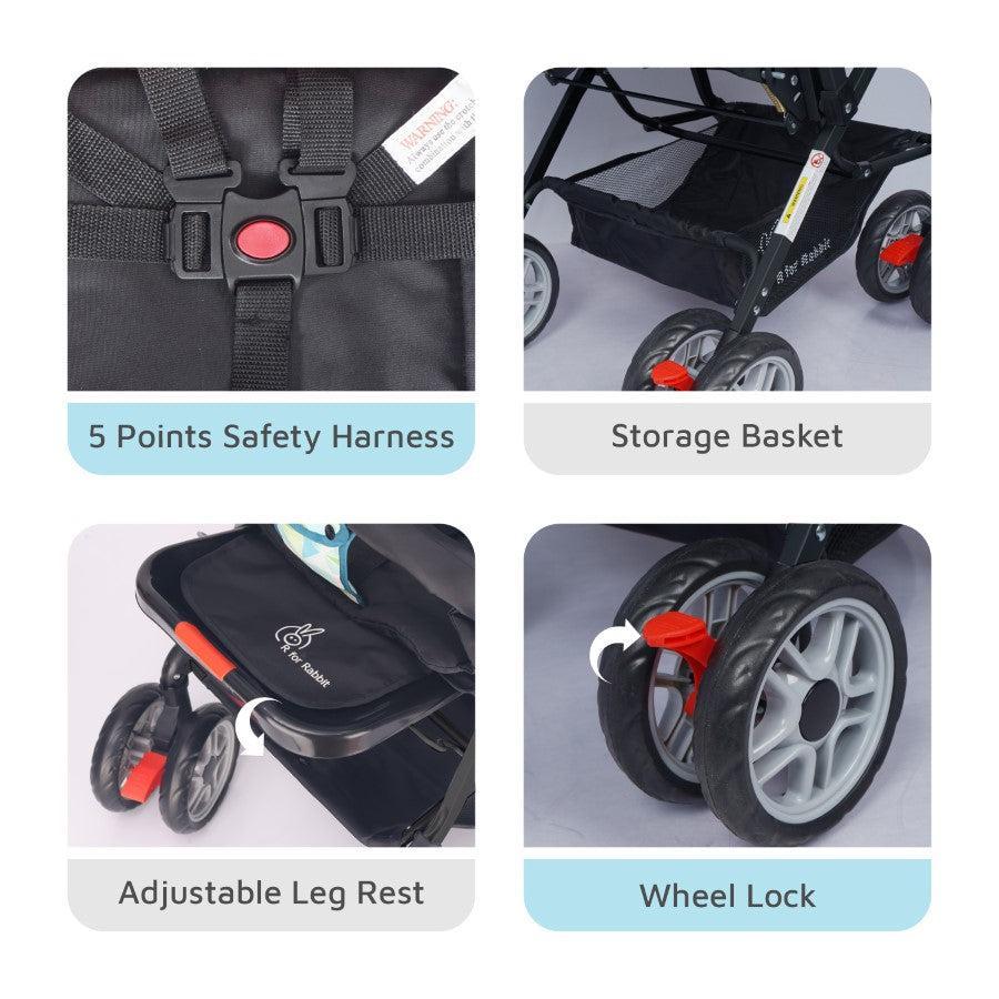 Lollipop Lite Stroller Travel Friendly, Easy To Fold, Reversible Handle, Wheel Lock, Adjustable Leg Rest - Blue Abstract - Image 5