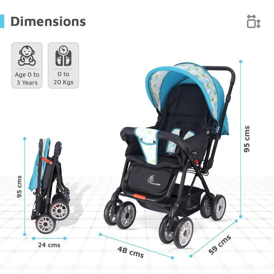 Lollipop Lite Stroller Travel Friendly, Easy To Fold, Reversible Handle, Wheel Lock, Adjustable Leg Rest - Blue Abstract - Image 6
