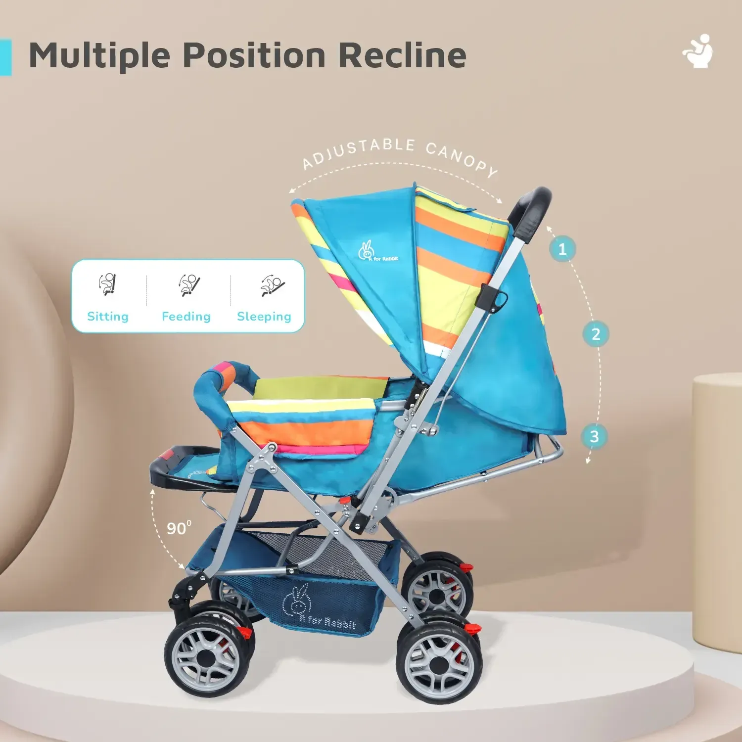 Lollipop Lite Stroller Travel Friendly, Easy To Fold, Reversible Handle, Wheel Lock, Adjustable Leg Rest - Multicolor - Image 4