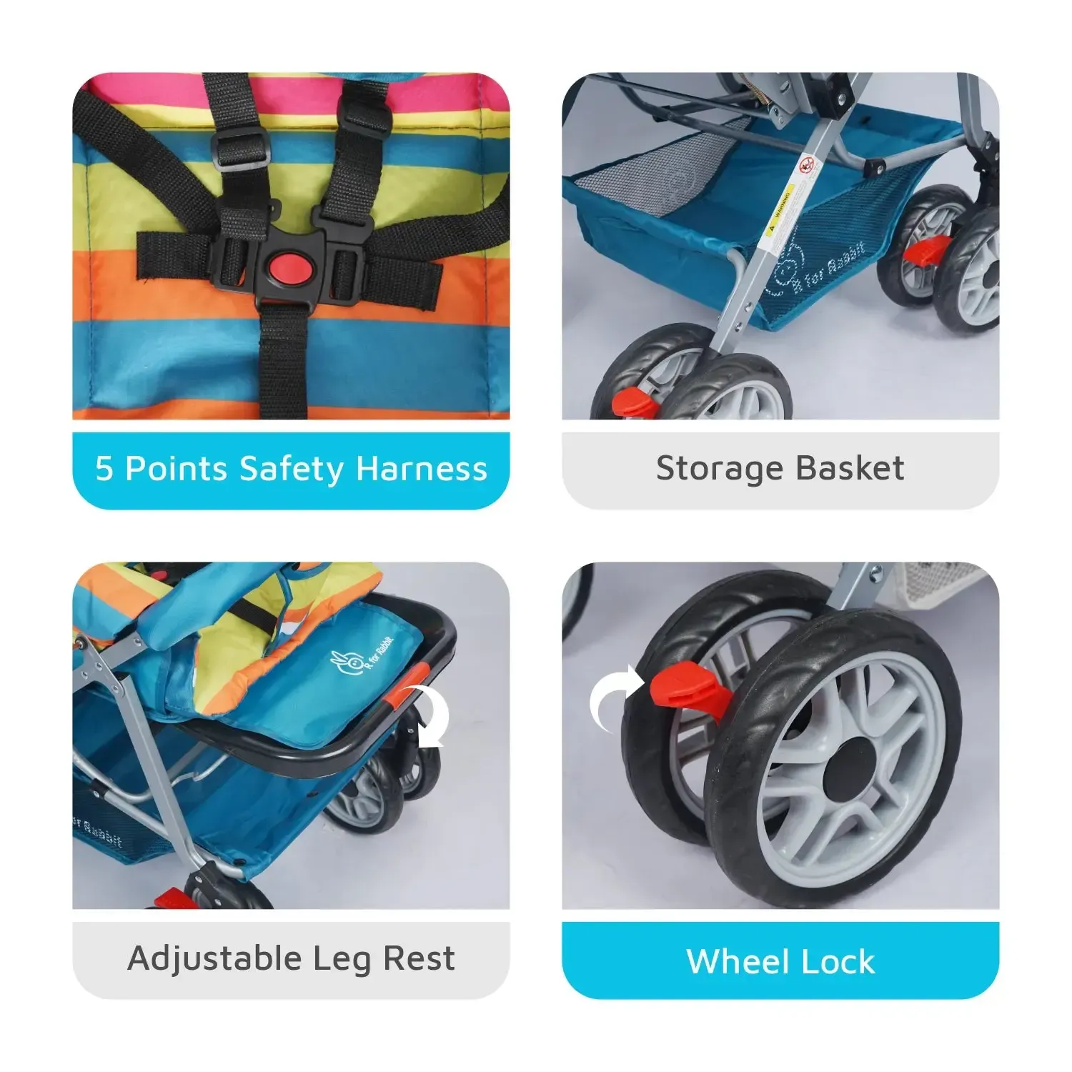 Lollipop Lite Stroller Travel Friendly, Easy To Fold, Reversible Handle, Wheel Lock, Adjustable Leg Rest - Multicolor - Image 5