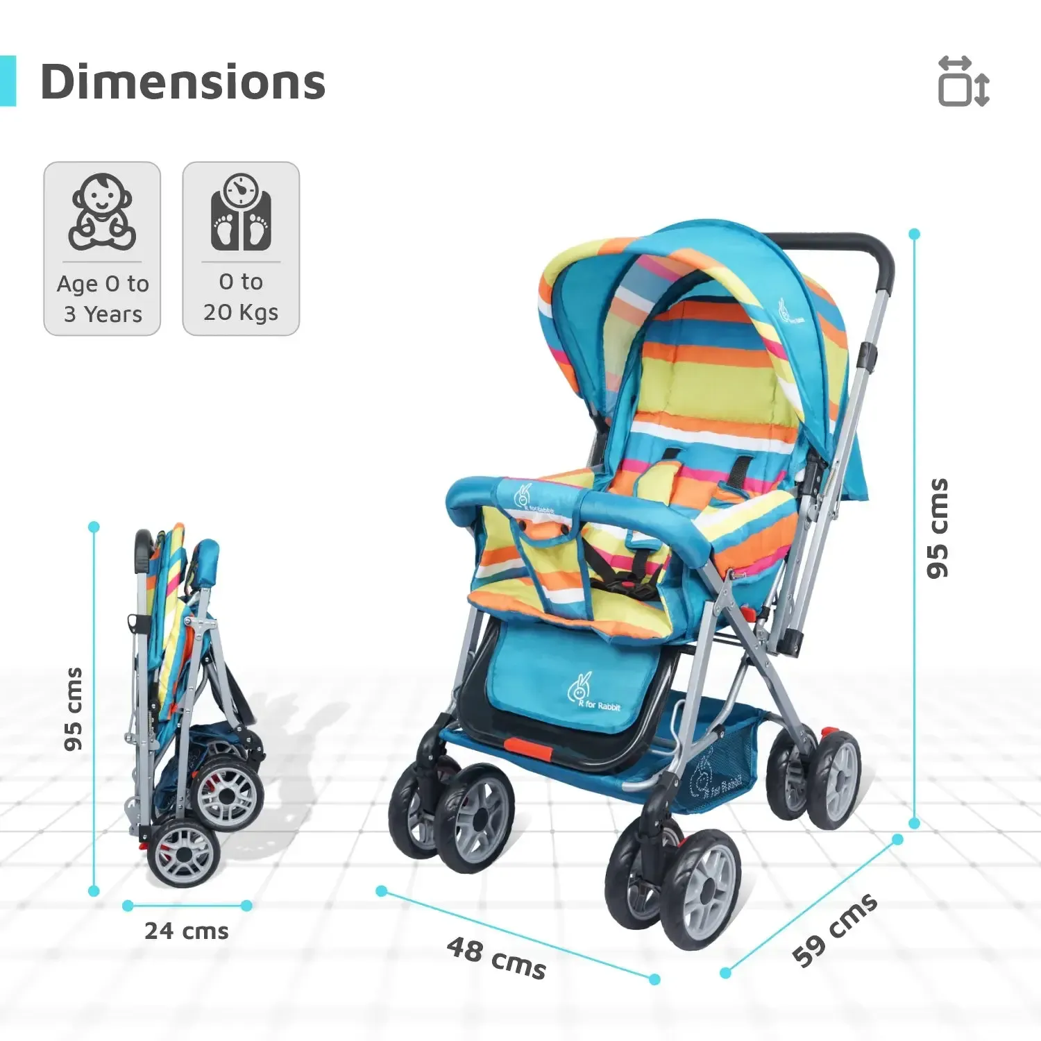Lollipop Lite Stroller Travel Friendly, Easy To Fold, Reversible Handle, Wheel Lock, Adjustable Leg Rest - Multicolor - Image 6
