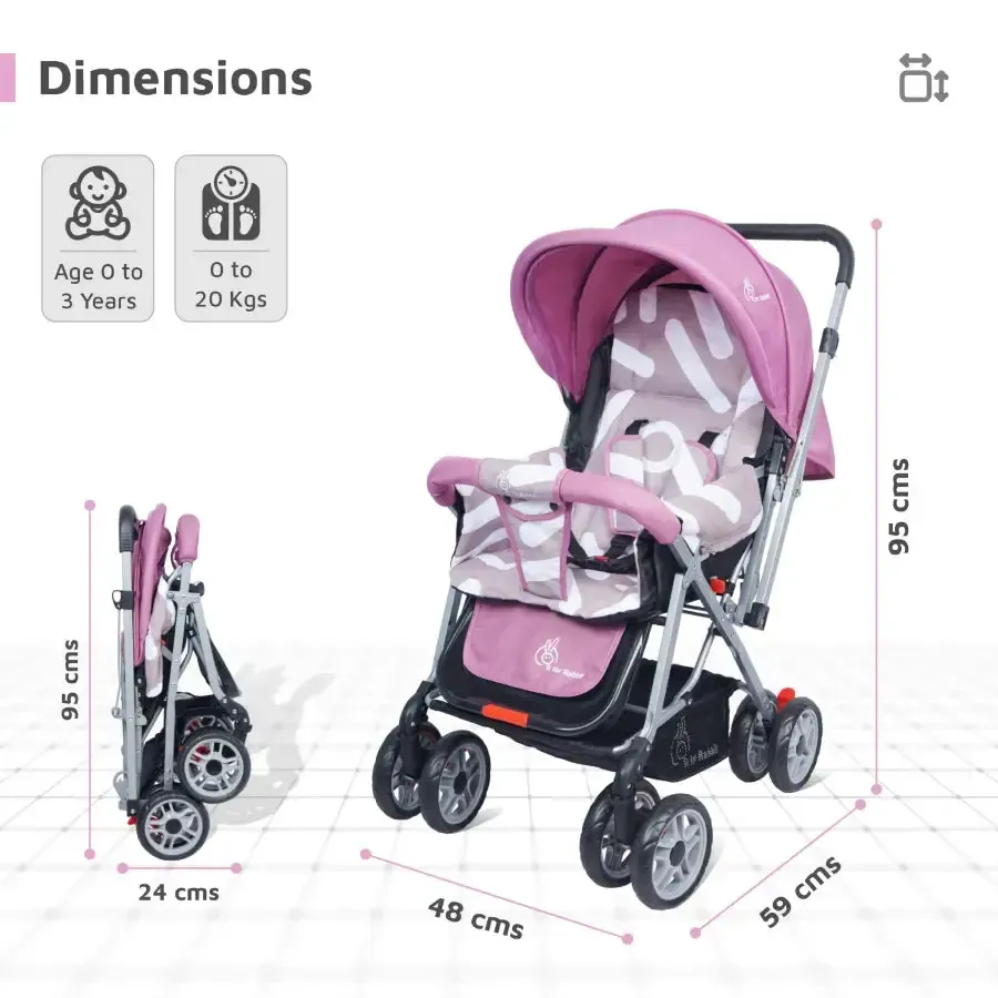 Lollipop Lite Stroller Travel Friendly, Easy To Fold, Reversible Handle, Wheel Lock, Adjustable Leg Rest - Purple - Image 6