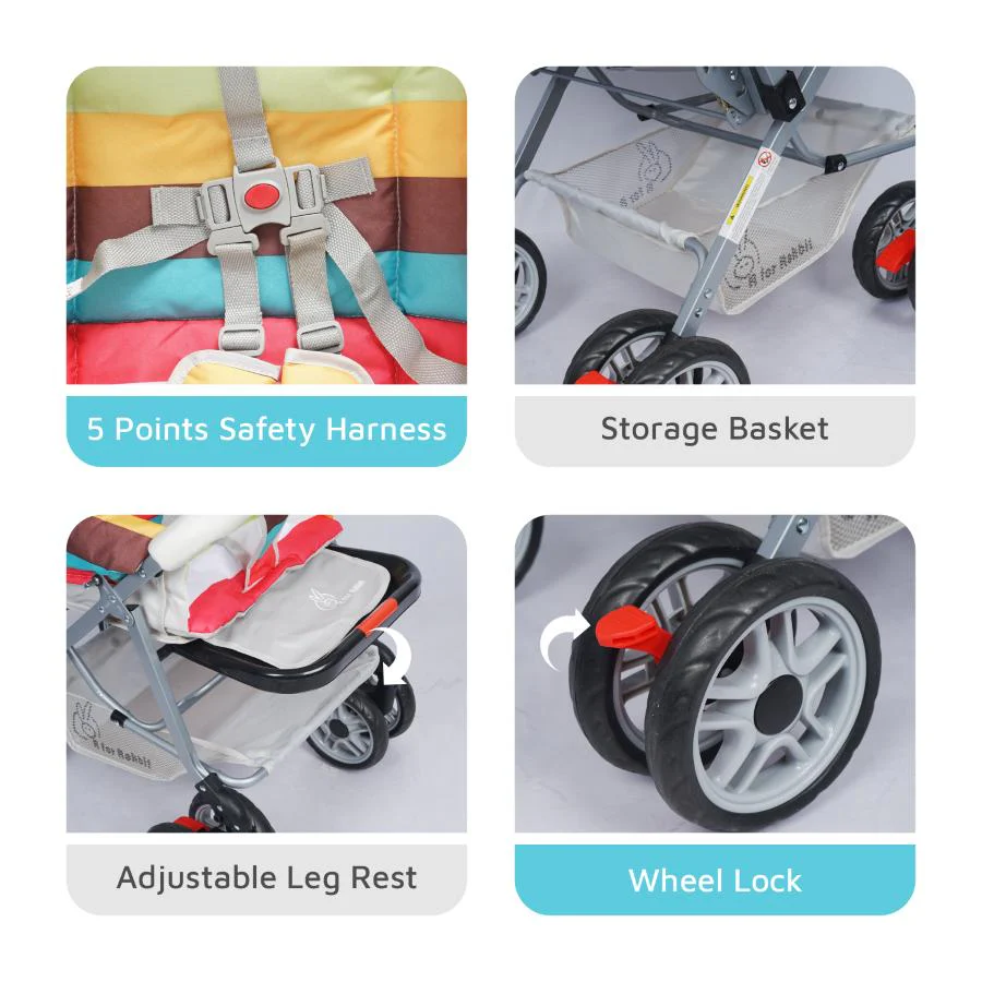 Lollipop Lite Baby Stroller With Personalized Name Plate - Rainbow - Image 6