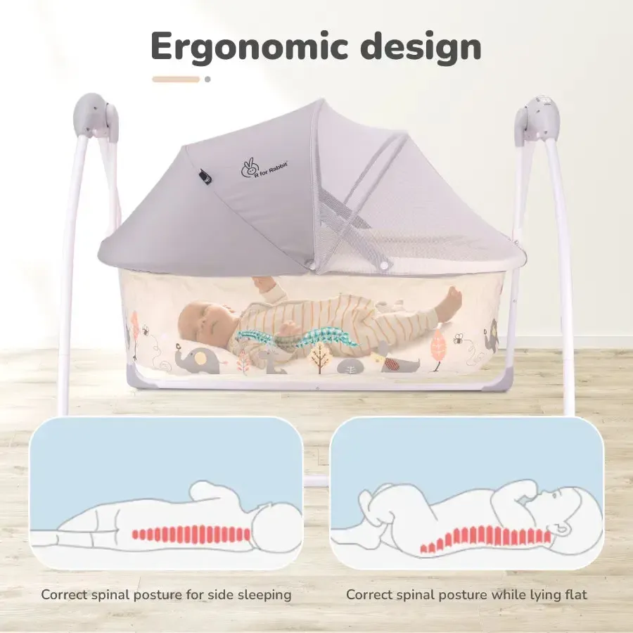 Lullabies Cradle - Auto Swing With Remote Control, 16 In-Built Soothing Music Tunes, Mosquito Net Baby Cradle, 3-Point Safety, Swing Lock - Image 14