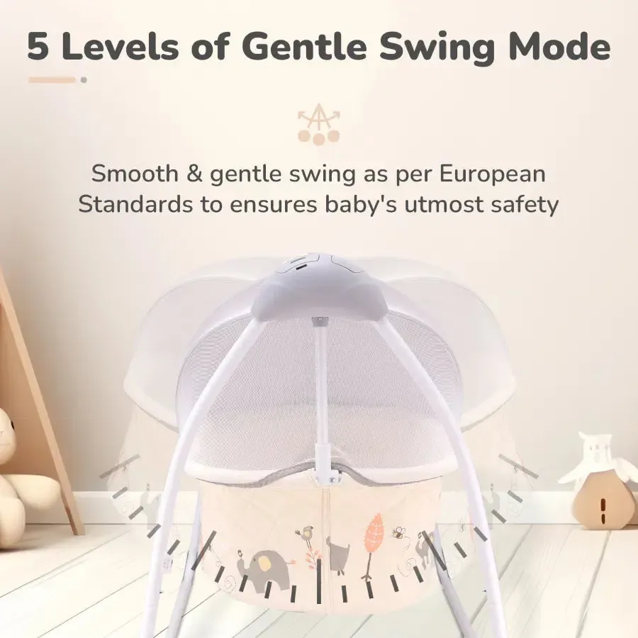 Lullabies Cradle - Auto Swing With Remote Control, 16 In-Built Soothing Music Tunes, Mosquito Net Baby Cradle, 3-Point Safety, Swing Lock - Image 16