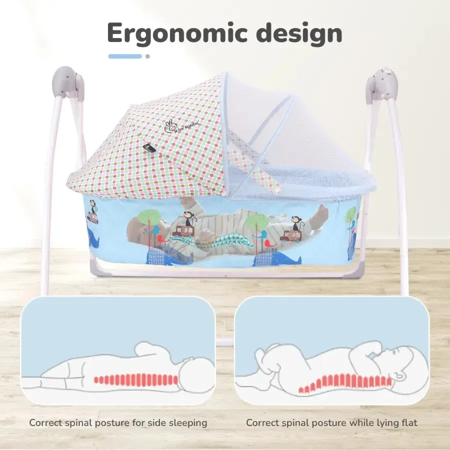 Lullabies Cradle - Auto Swing With Remote Control, 16 In-Built Soothing Music Tunes, Mosquito Net Baby Cradle, 3-Point Safety, Swing Lock - Image 23