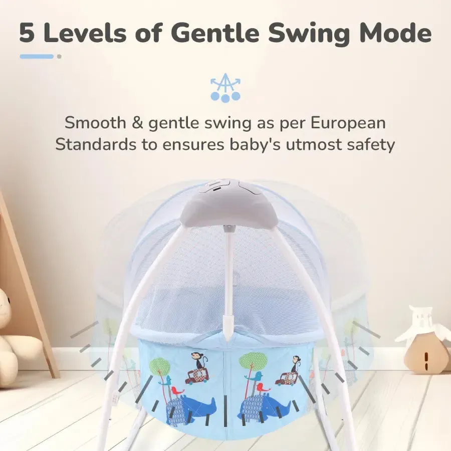 Lullabies Cradle - Auto Swing With Remote Control, 16 In-Built Soothing Music Tunes, Mosquito Net Baby Cradle, 3-Point Safety, Swing Lock - Image 25