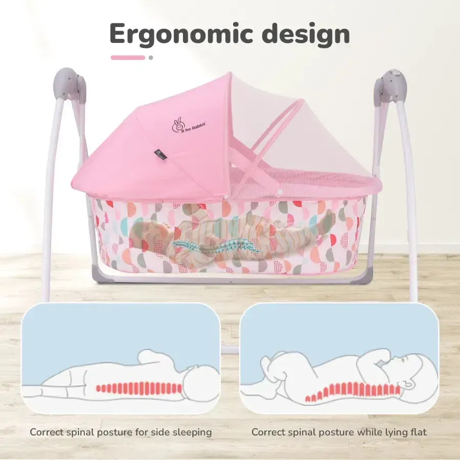 Lullabies Cradle - Auto Swing With Remote Control, 16 In-Built Soothing Music Tunes, Mosquito Net Baby Cradle, 3-Point Safety, Swing Lock - Image 5