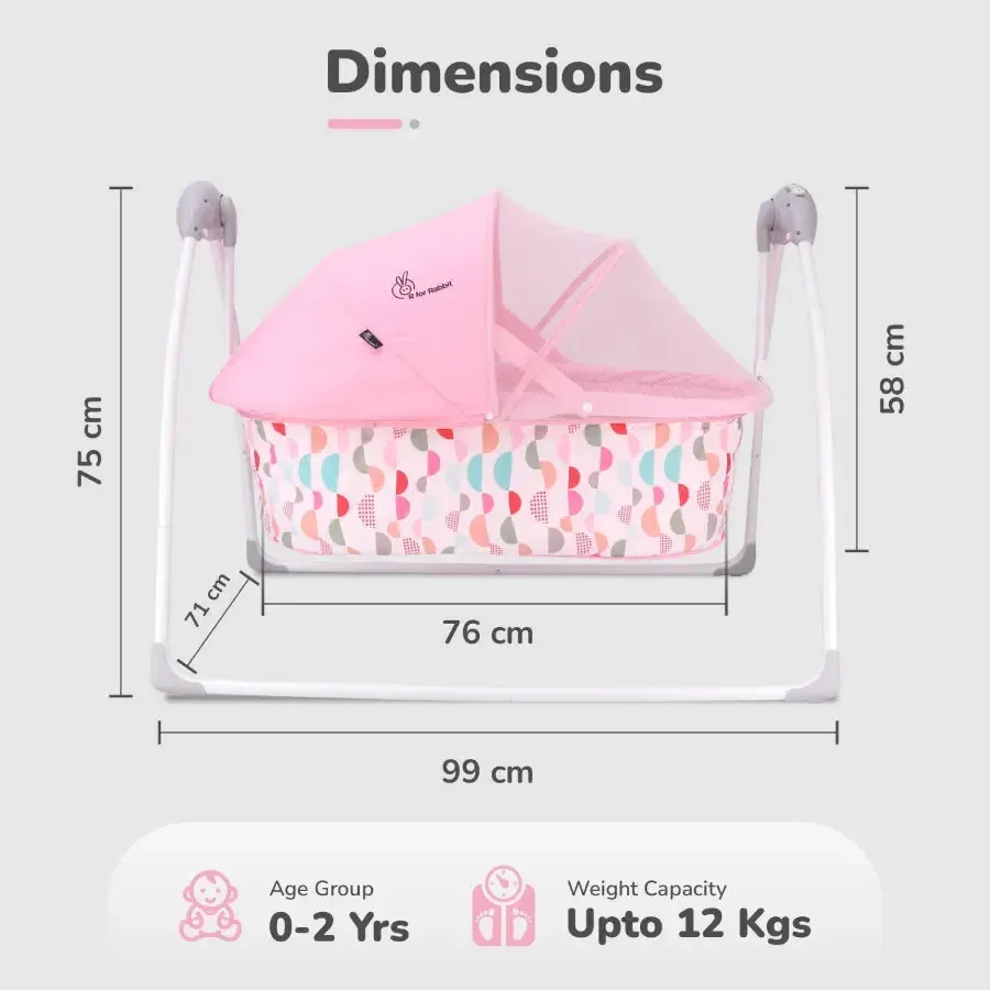 Lullabies Cradle - Auto Swing With Remote Control, 16 In-Built Soothing Music Tunes, Mosquito Net Baby Cradle, 3-Point Safety, Swing Lock - Image 6