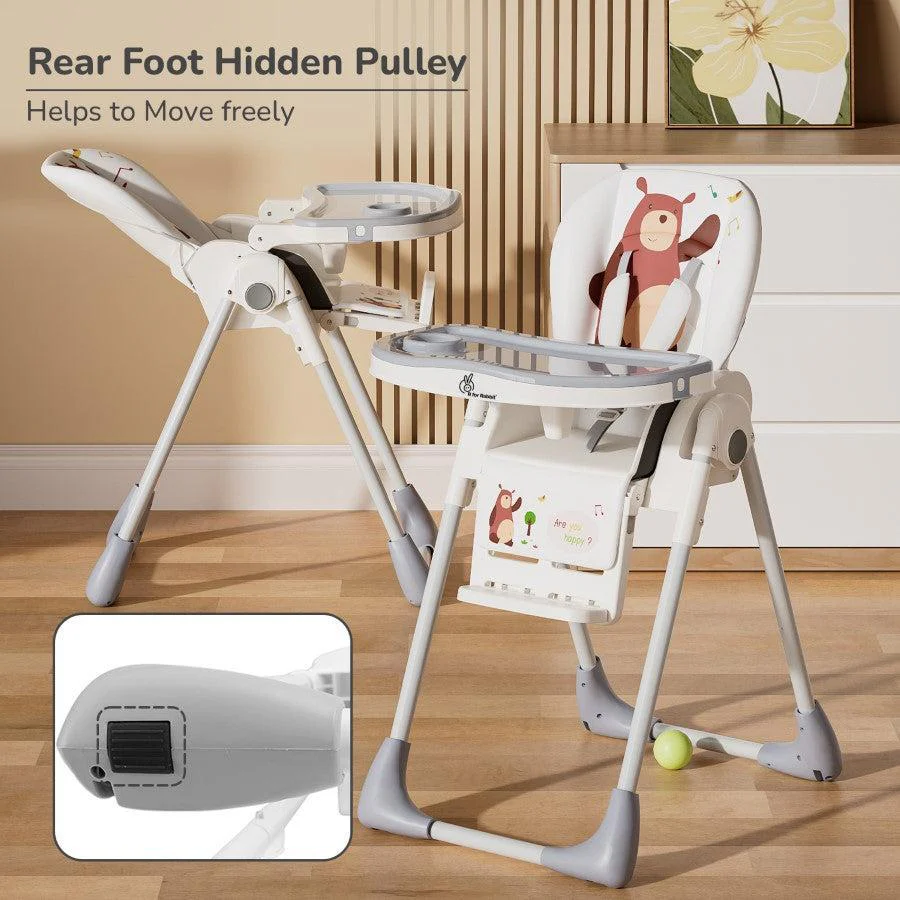 Marshmallow Lite High Chair - 6 Level Height Adjustment, 3 Recline Modes, Adjustable & Removable Meal Tray - Grey - Image 3