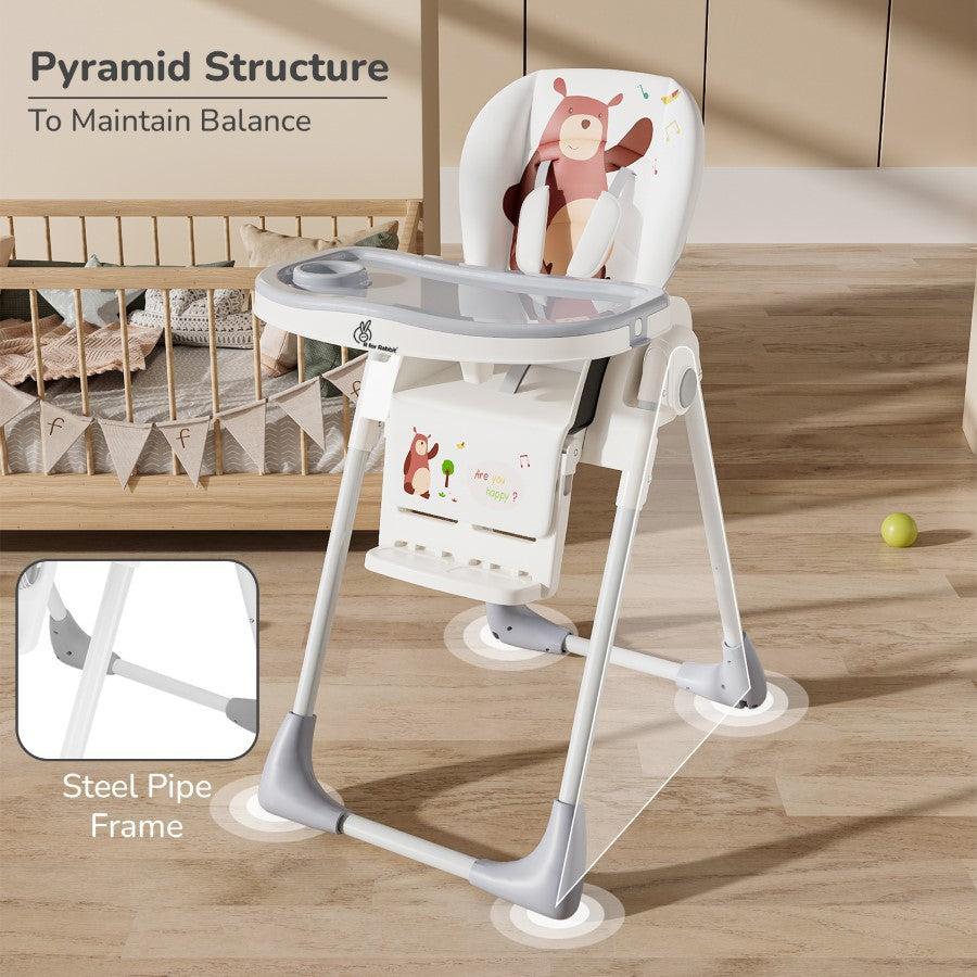 Marshmallow Lite High Chair - 6 Level Height Adjustment, 3 Recline Modes, Adjustable & Removable Meal Tray - Grey - Image 4
