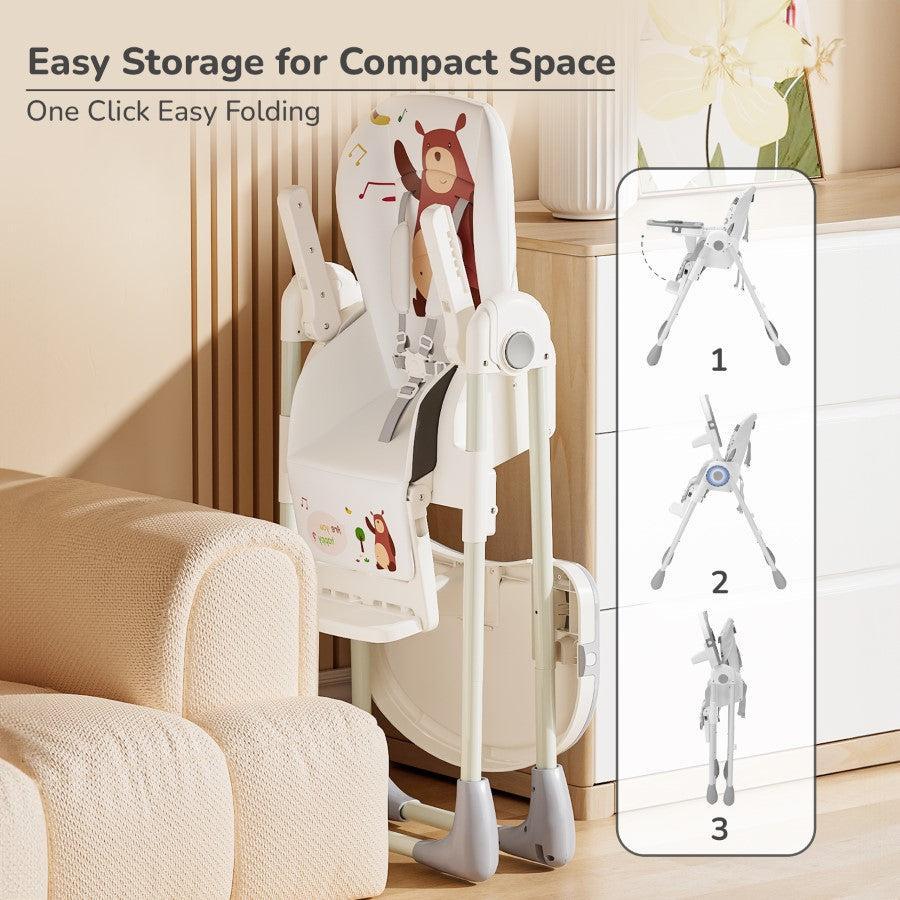 Marshmallow Lite High Chair - 6 Level Height Adjustment, 3 Recline Modes, Adjustable & Removable Meal Tray - Grey - Image 6