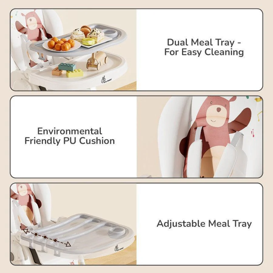 Marshmallow Lite High Chair - 6 Level Height Adjustment, 3 Recline Modes, Adjustable & Removable Meal Tray - Grey - Image 7