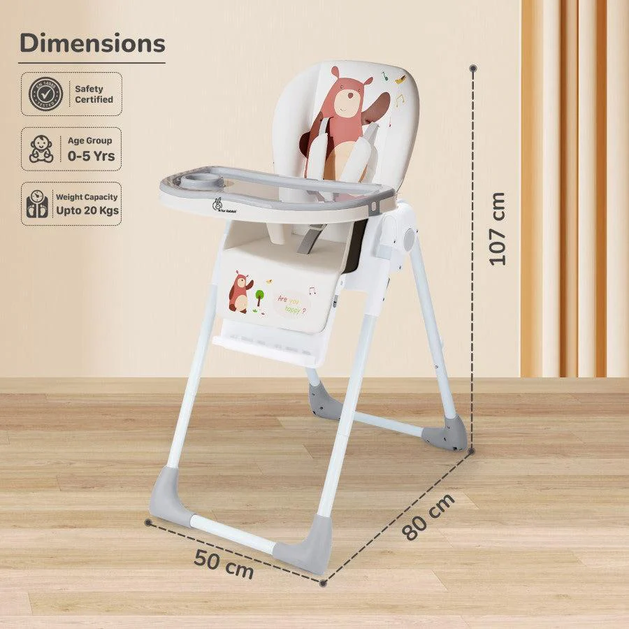Marshmallow Lite High Chair - 6 Level Height Adjustment, 3 Recline Modes, Adjustable & Removable Meal Tray - Grey - Image 9