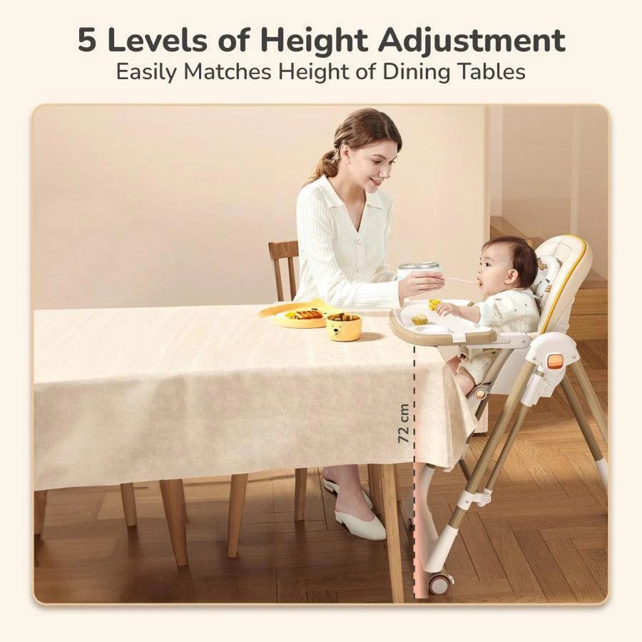 Marshmallow Smart High Chair For Kids 2-in-1 Multipurpose High Chair with Swing - Abstract Beige - Image 3