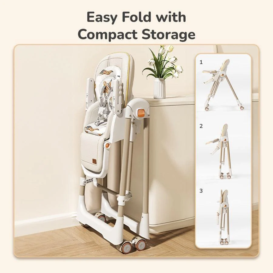 Marshmallow Smart High Chair For Kids 2-in-1 Multipurpose High Chair with Swing - Abstract Beige - Image 4