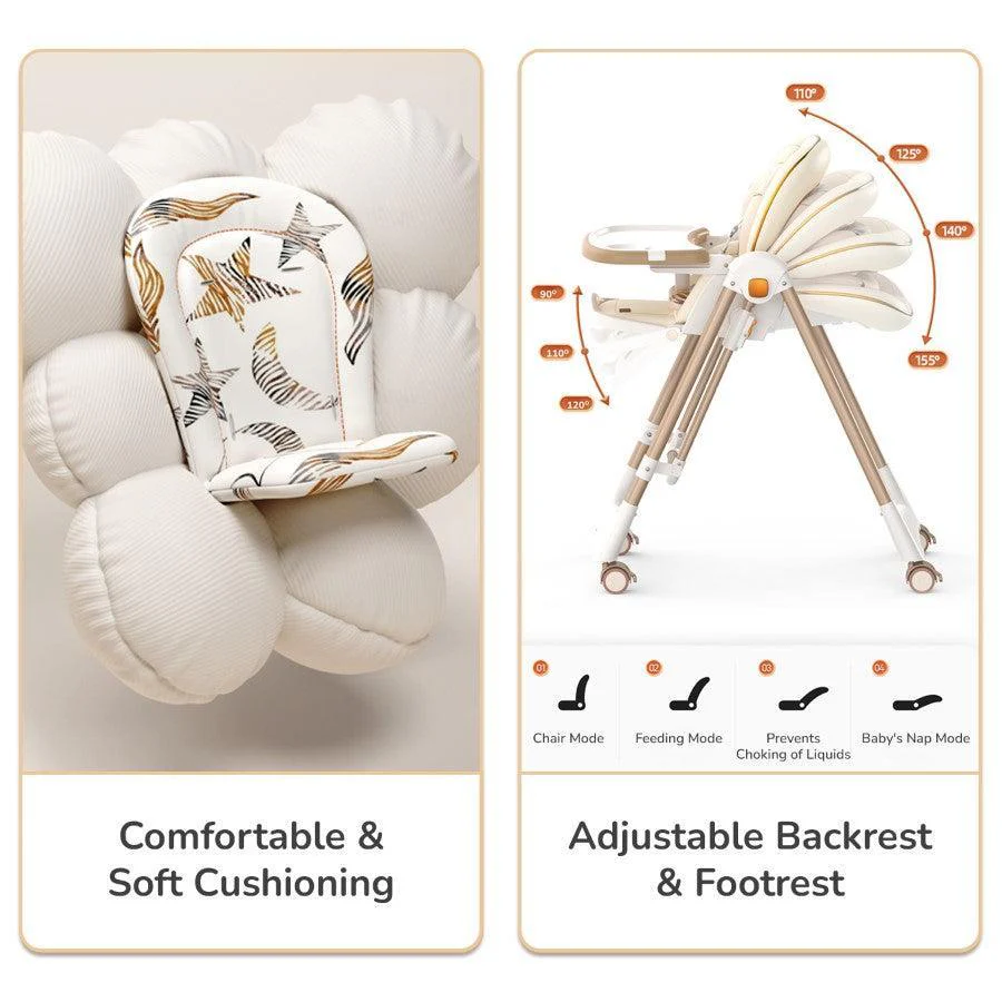 Marshmallow Smart High Chair For Kids 2-in-1 Multipurpose High Chair with Swing - Abstract Beige - Image 5
