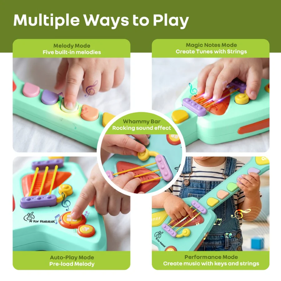 Orapple Funtunes Guitar Musical Toy for Kids with Lights, Music, 4 Play Modes, 5-Level Volume Control & BIS Certified Safety (12+ Months) - Image 11