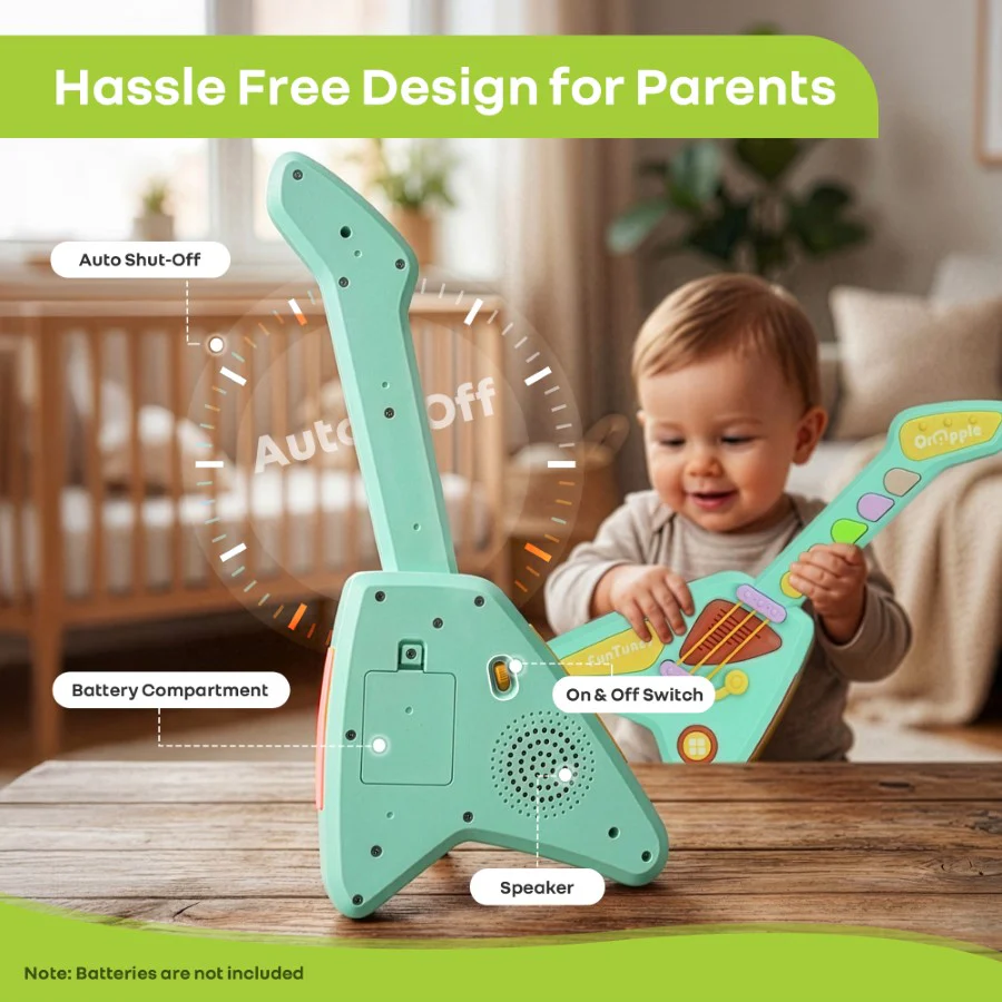 Orapple Funtunes Guitar Musical Toy for Kids with Lights, Music, 4 Play Modes, 5-Level Volume Control & BIS Certified Safety (12+ Months) - Image 13